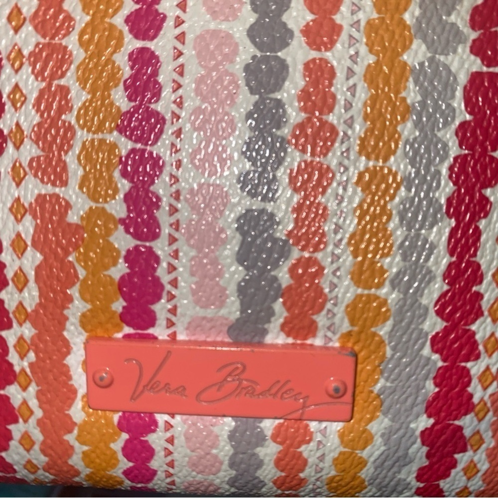Vera Bradley Confetti Stripe Slim Wristlet Purse‎ Orange Pink Coastal Beach - Picture 2 of 6